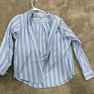 Blue and White Striped Button-Up Shirt